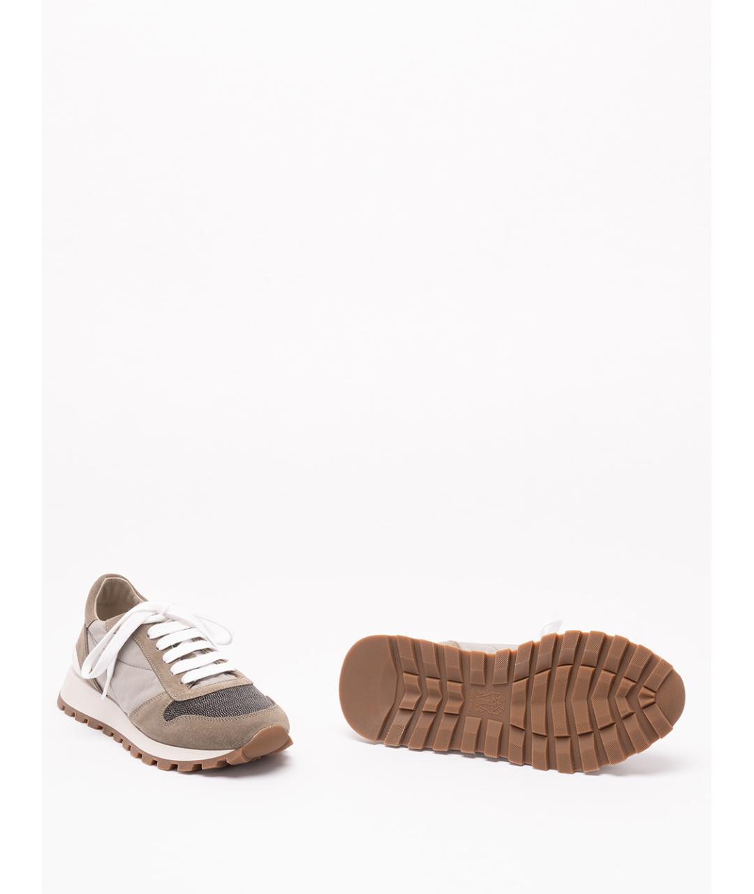 BRUNELLO CUCINELLI Хаки синтетические кроссовки, фото 4