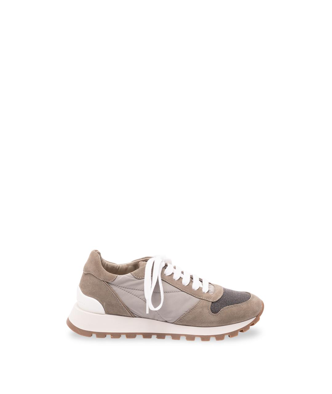 BRUNELLO CUCINELLI Хаки синтетические кроссовки, фото 1