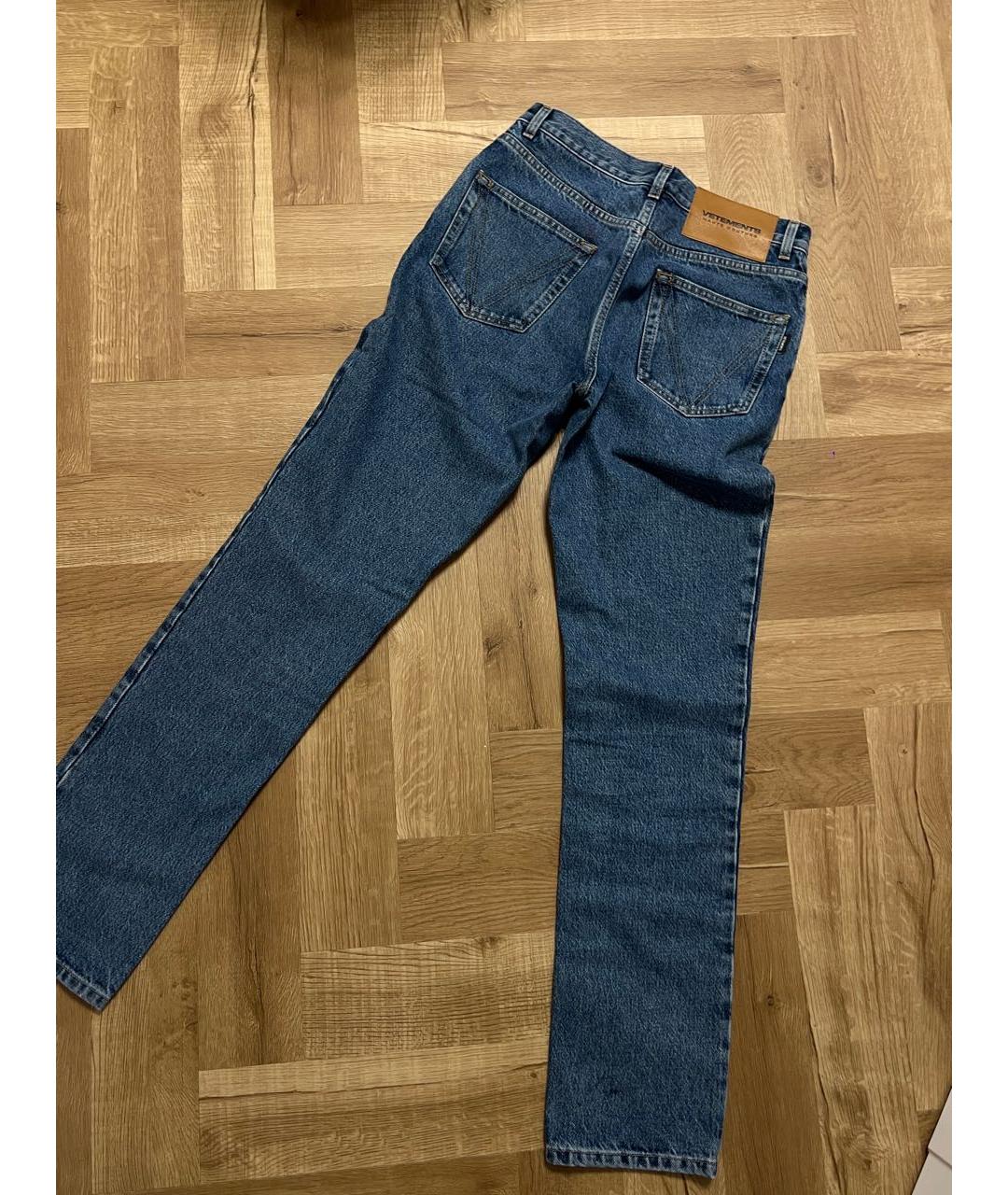 VETEMENTS Синие хлопковые джинсы слим, фото 3