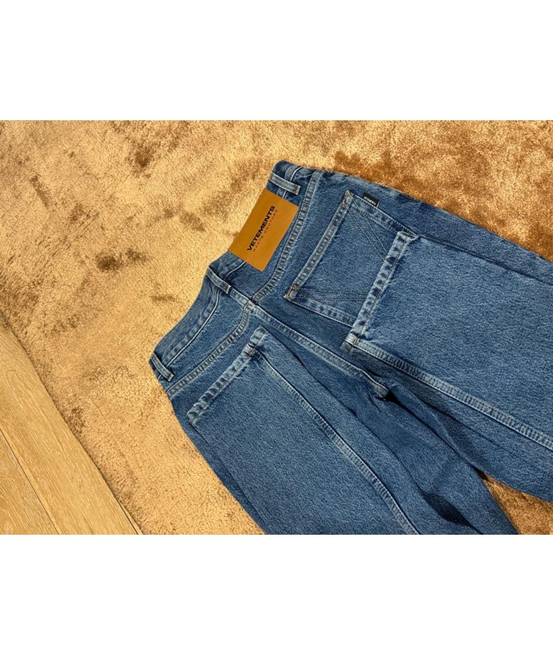 VETEMENTS Синие хлопковые джинсы слим, фото 5