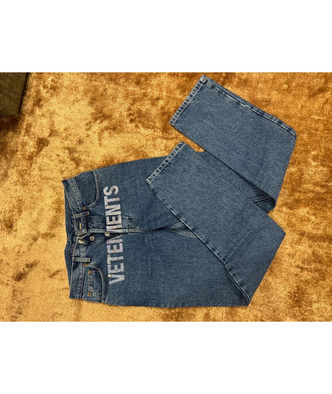 VETEMENTS Синие хлопковые джинсы слим, фото 2