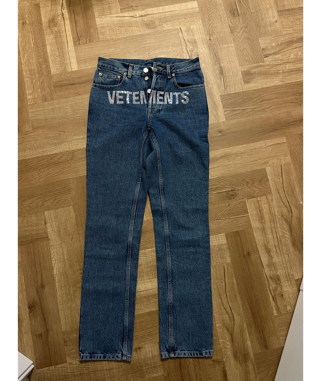 VETEMENTS Синие хлопковые джинсы слим, фото 6