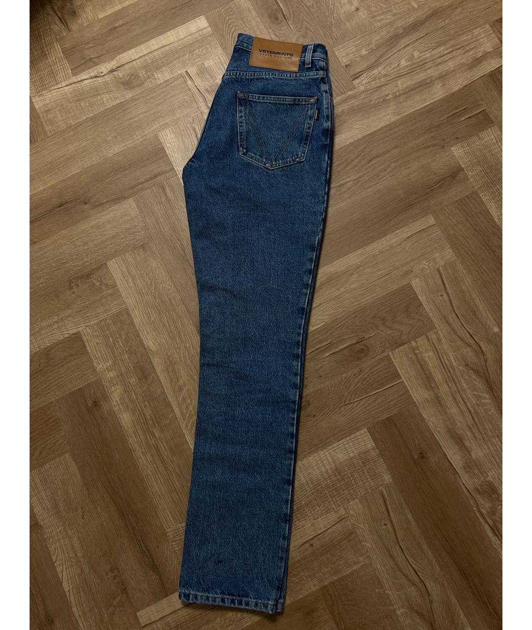 VETEMENTS Синие хлопковые джинсы слим, фото 4