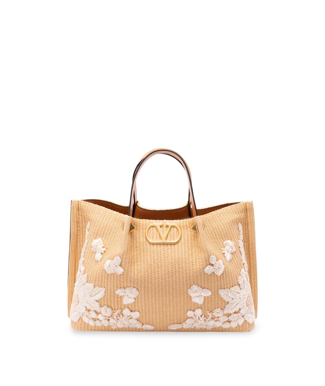 VALENTINO Бежевая пелетеная сумка тоут, фото 8