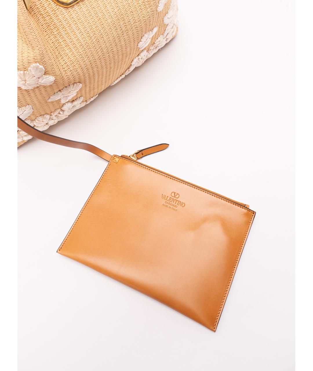 VALENTINO Бежевая пелетеная сумка тоут, фото 5