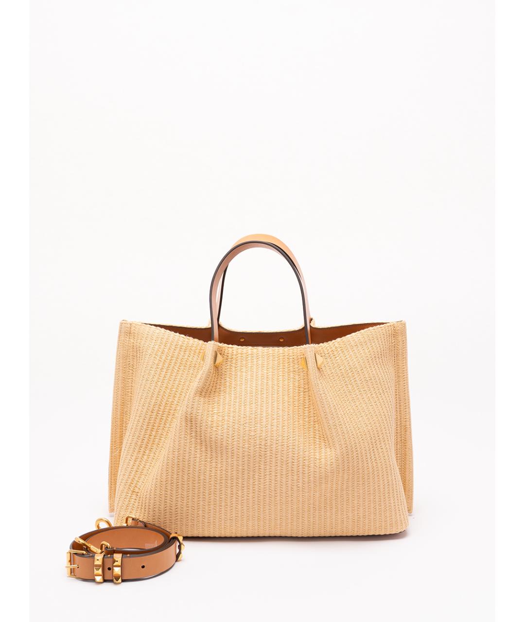 VALENTINO Бежевая пелетеная сумка тоут, фото 2