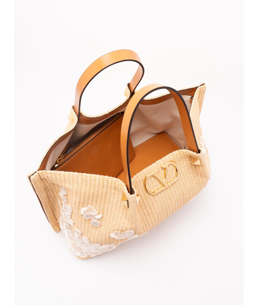 VALENTINO Бежевая пелетеная сумка тоут, фото 7