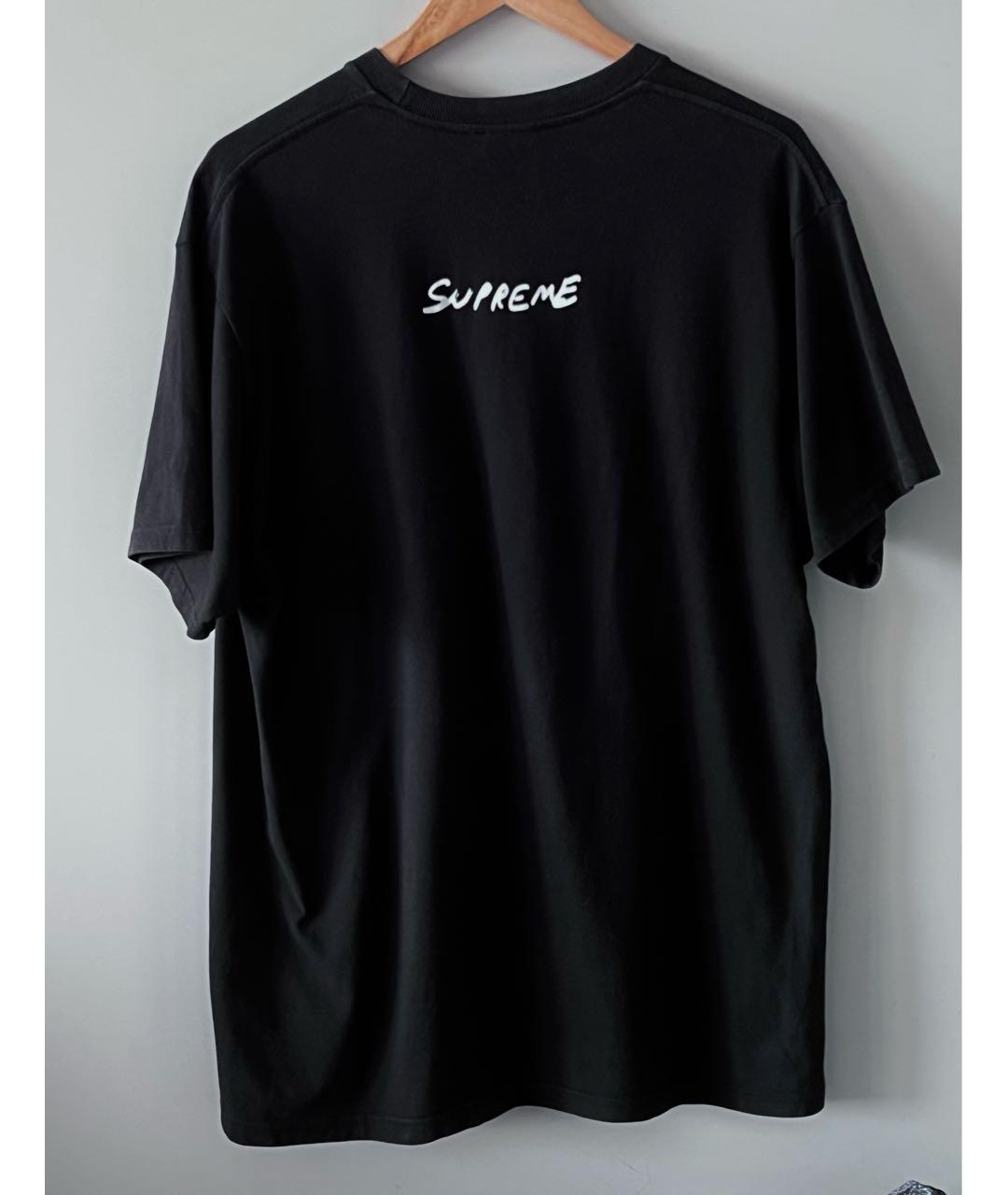 SUPREME Черная хлопковая футболка, фото 2