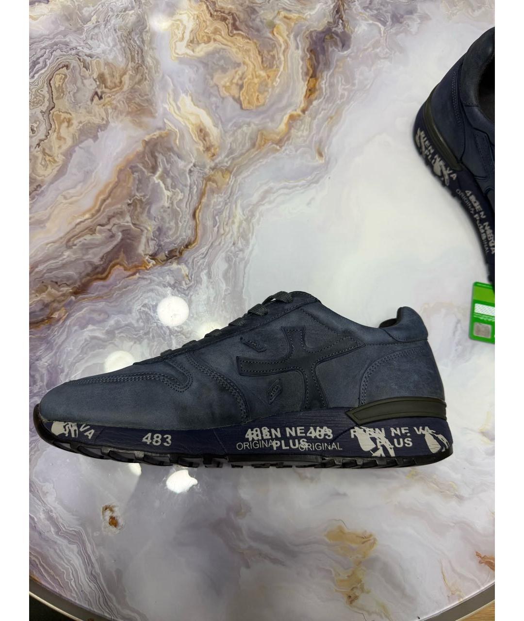 PREMIATA Синие кожаные низкие кроссовки / кеды, фото 6