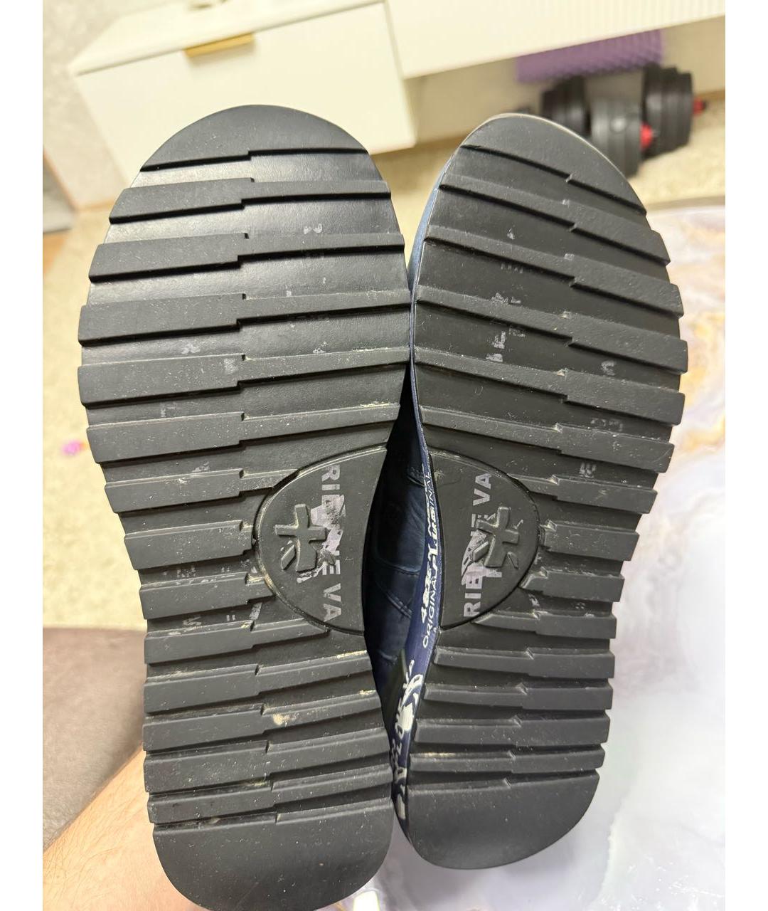 PREMIATA Синие кожаные низкие кроссовки / кеды, фото 5