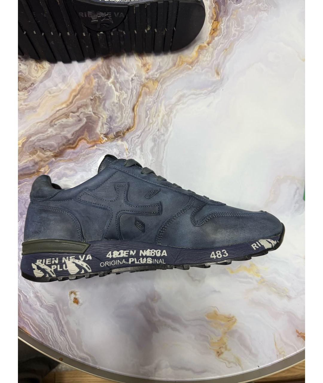 PREMIATA Синие кожаные низкие кроссовки / кеды, фото 7