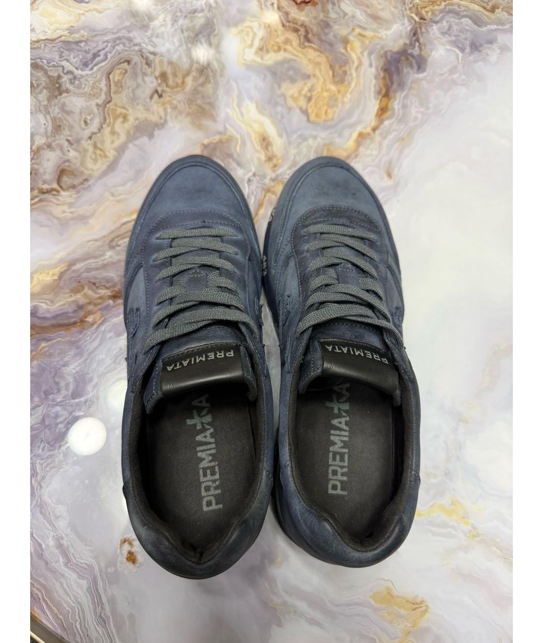 PREMIATA Синие кожаные низкие кроссовки / кеды, фото 3