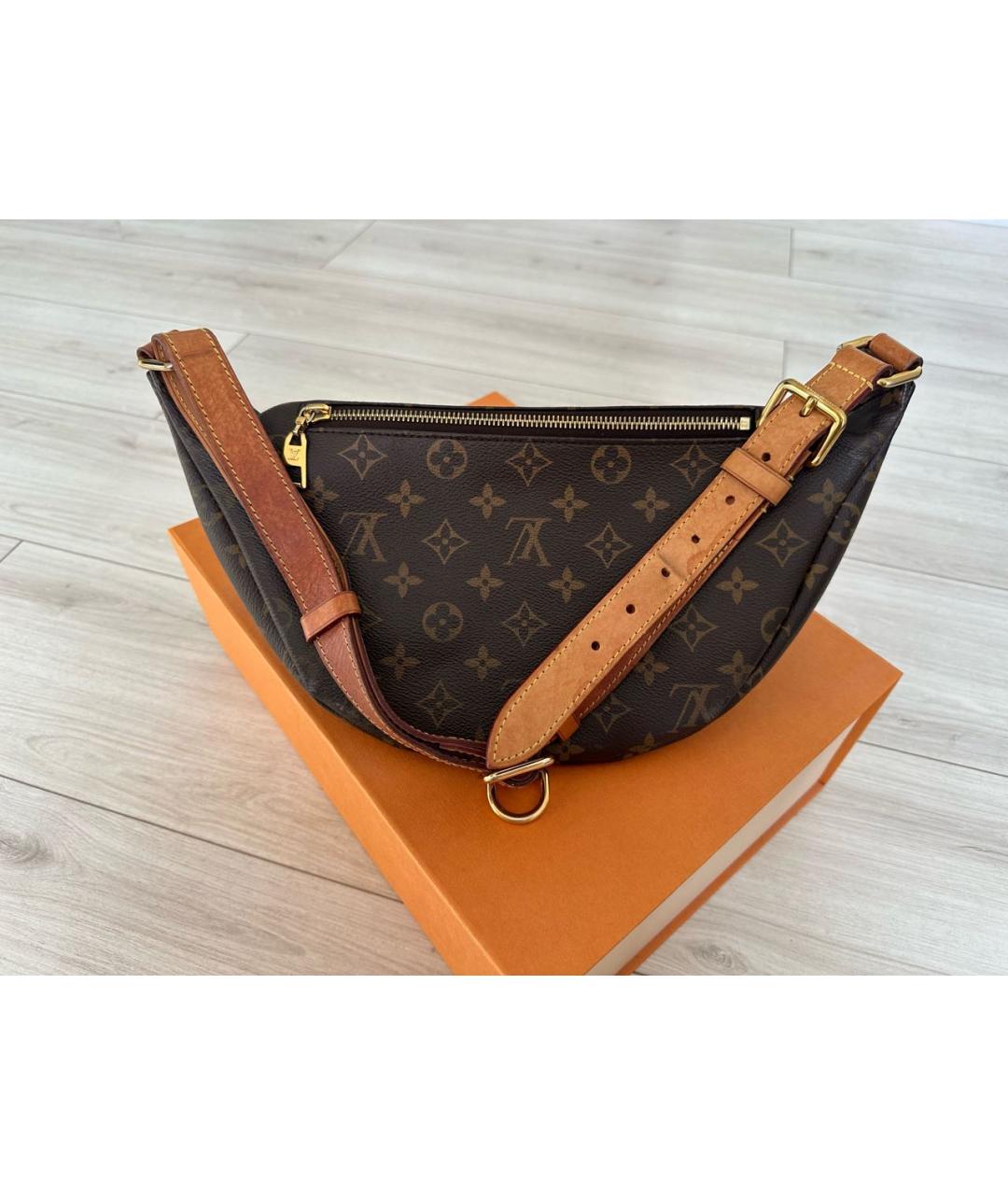 LOUIS VUITTON Коричневая кожаная поясная сумка, фото 6