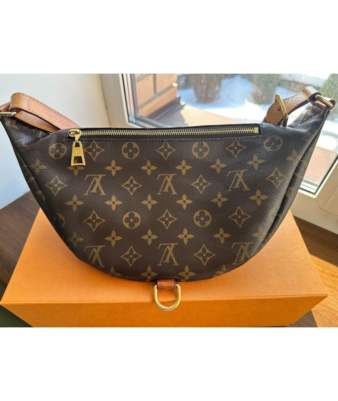 LOUIS VUITTON Коричневая кожаная поясная сумка, фото 2