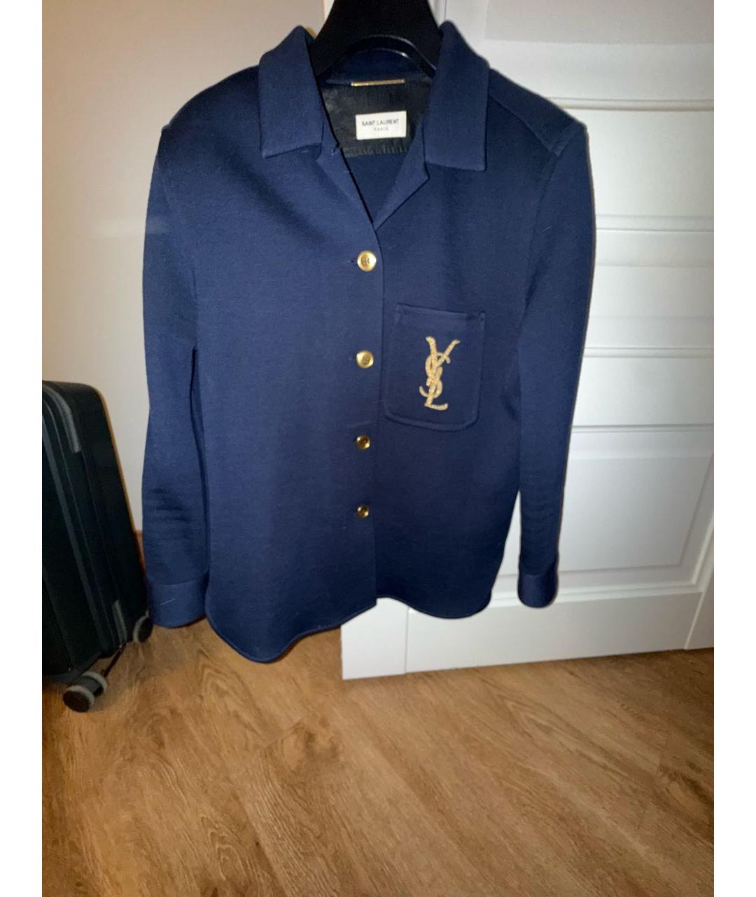 SAINT LAURENT Синий шерстяной жакет/пиджак, фото 5