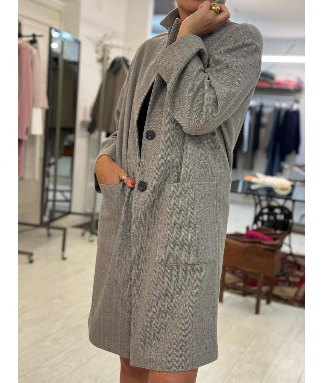 LE TRICOT PERUGIA Серое пальто, фото 3