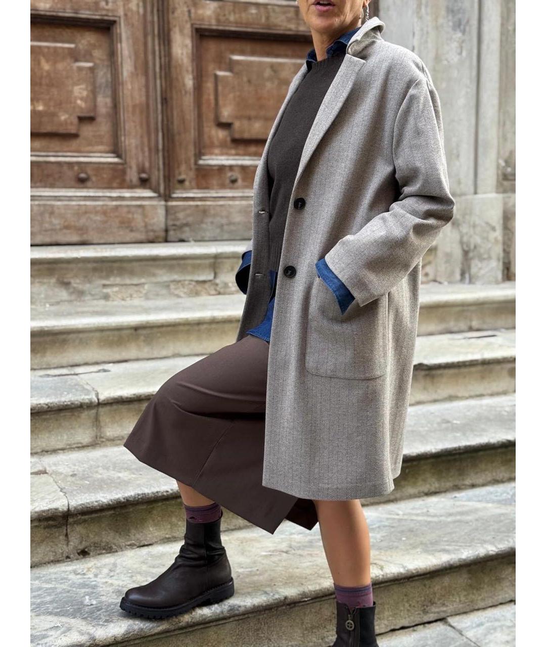 LE TRICOT PERUGIA Серое пальто, фото 5