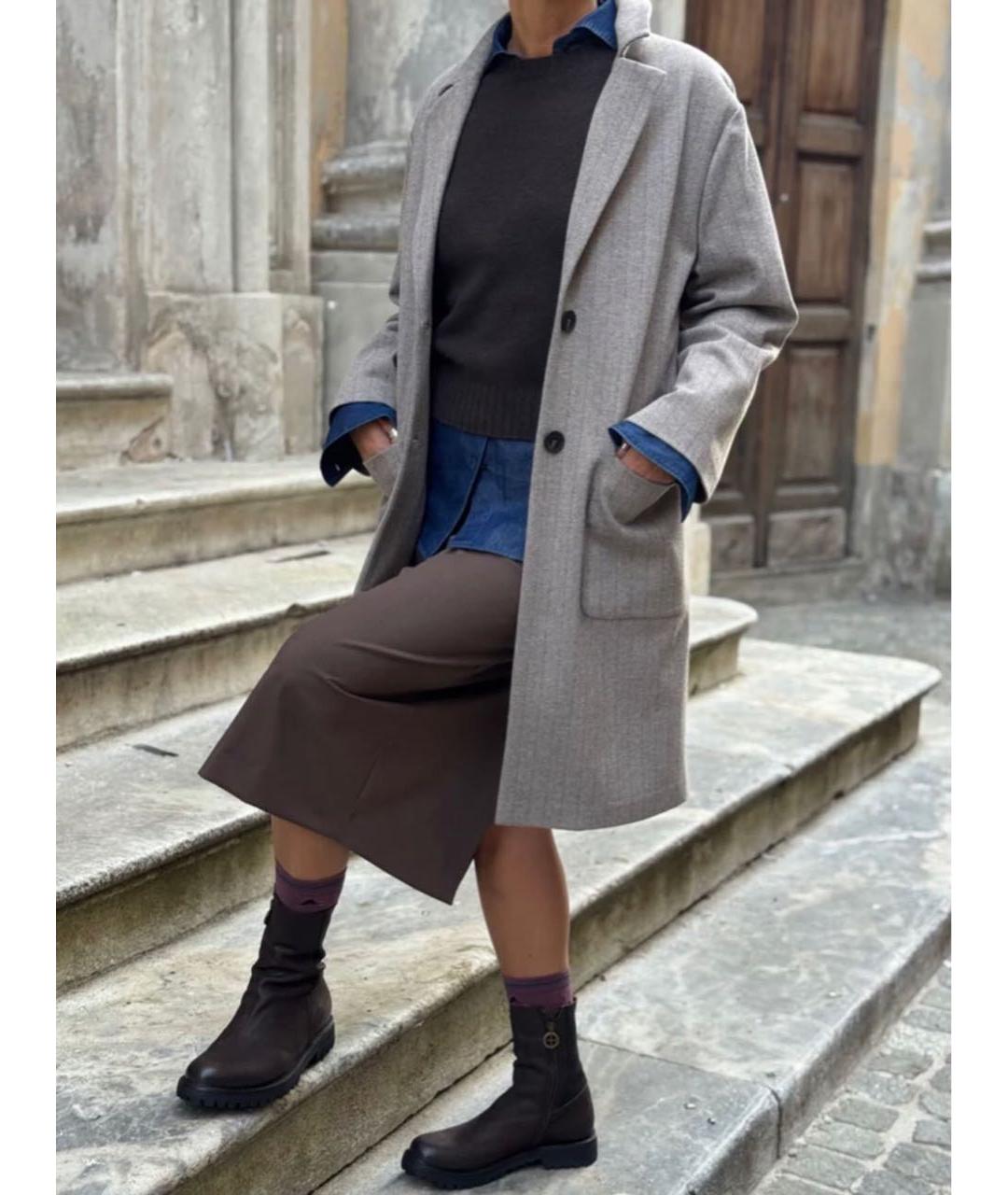 LE TRICOT PERUGIA Серое пальто, фото 4