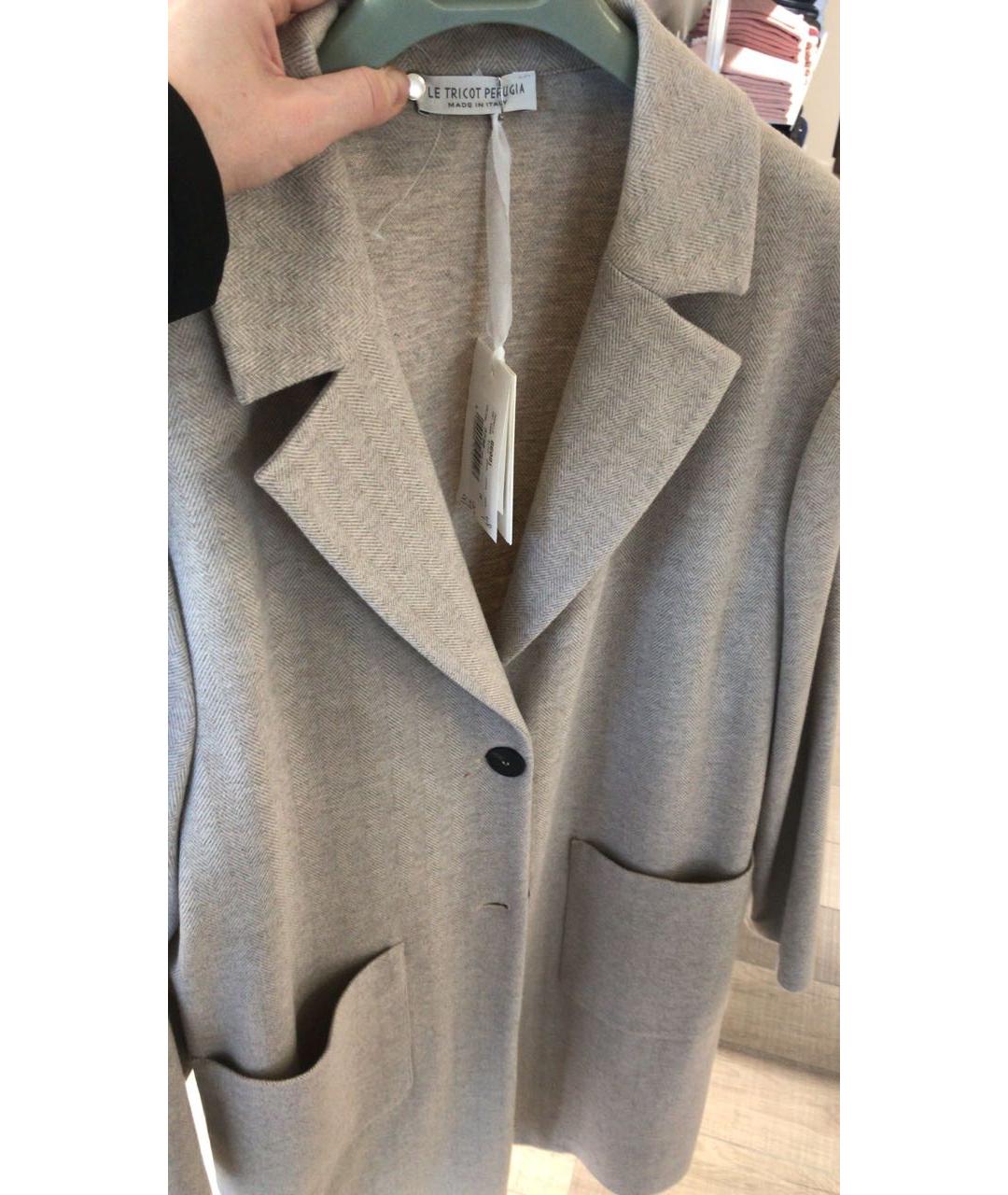 LE TRICOT PERUGIA Серое пальто, фото 2