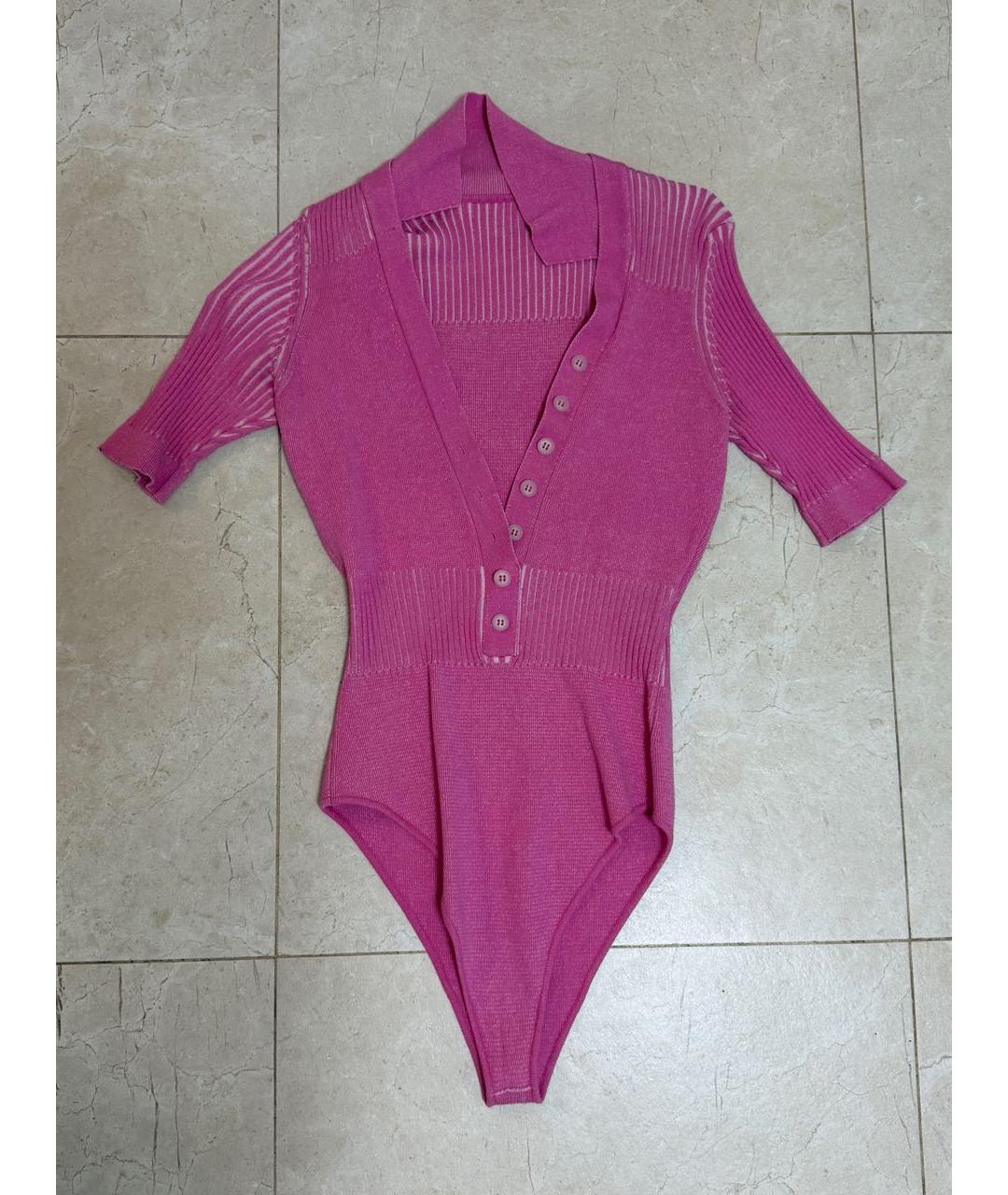 JACQUEMUS Розовое вискозное боди, фото 5