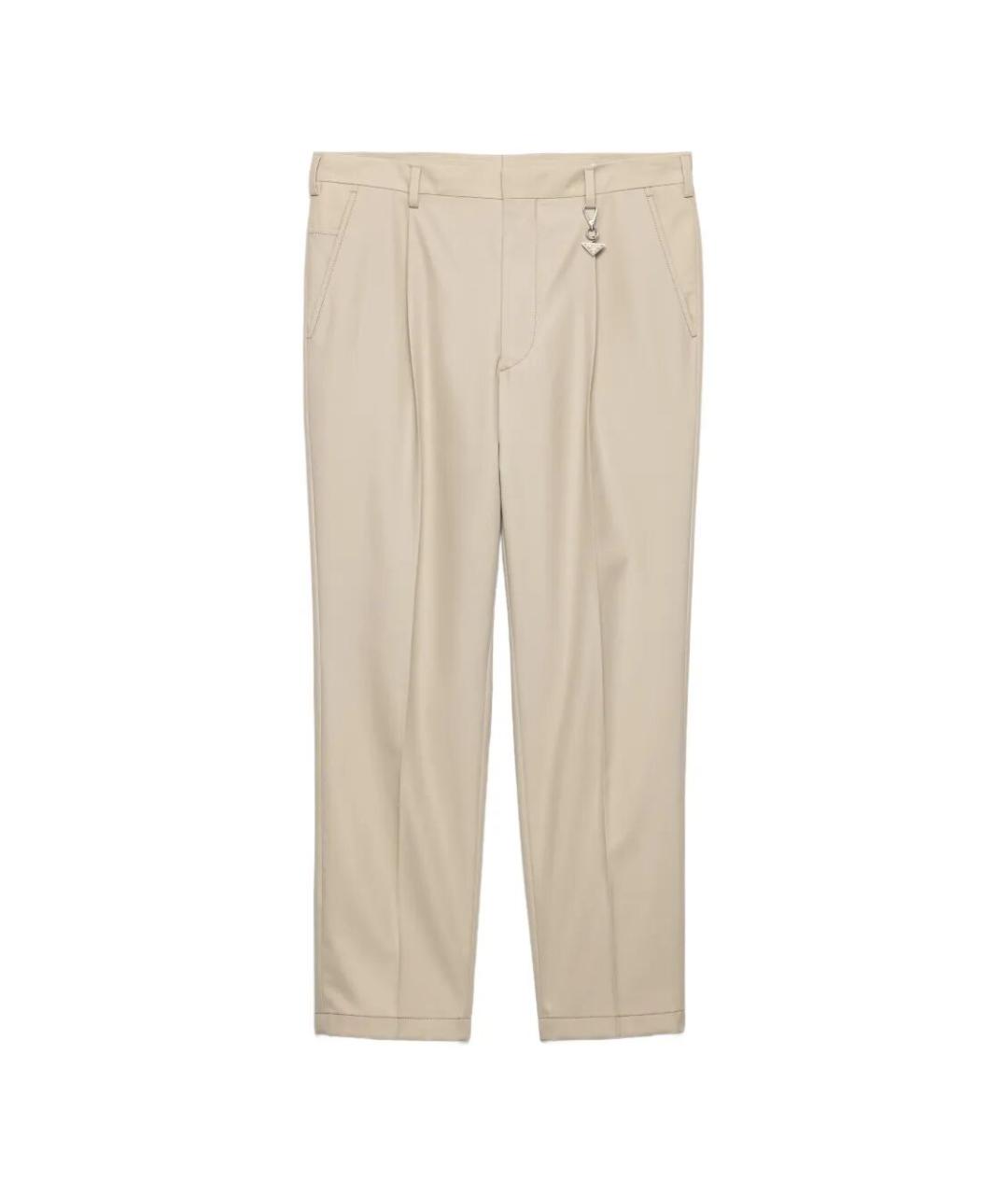 PRADA Бежевые хлопковые повседневные брюки, фото 1