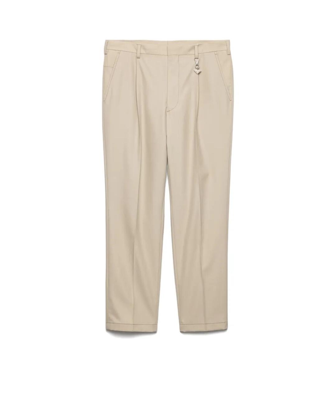 PRADA Бежевые хлопковые повседневные брюки, фото 2