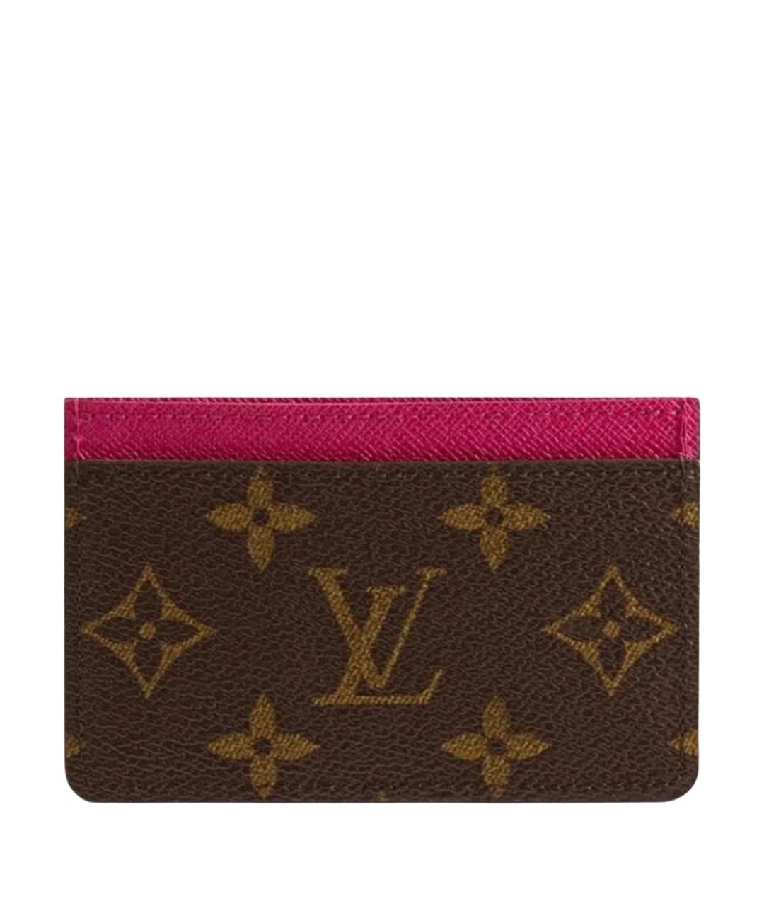 LOUIS VUITTON Коричневый кожаный кардхолдер, фото 1