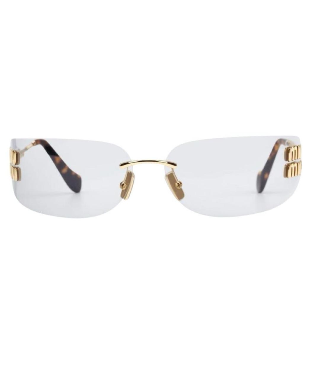 MIU MIU Золотые металлические солнцезащитные очки, фото 5