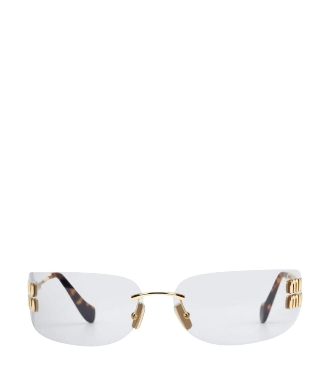 MIU MIU Золотые металлические солнцезащитные очки, фото 1