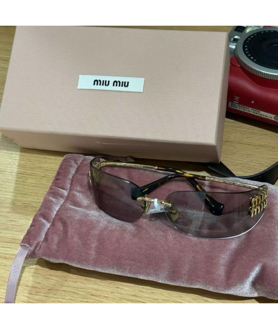 MIU MIU Золотые металлические солнцезащитные очки, фото 4