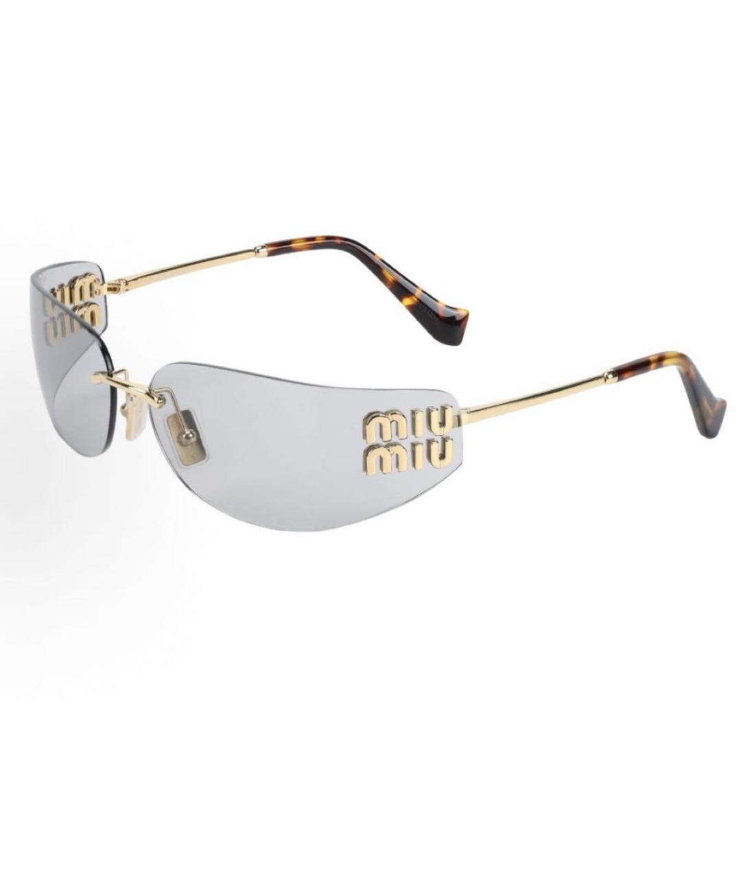 MIU MIU Золотые металлические солнцезащитные очки, фото 2