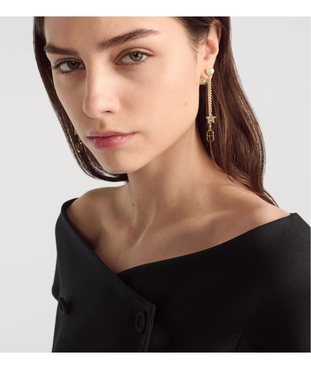 CHRISTIAN DIOR Золотые металлические серьги, фото 2