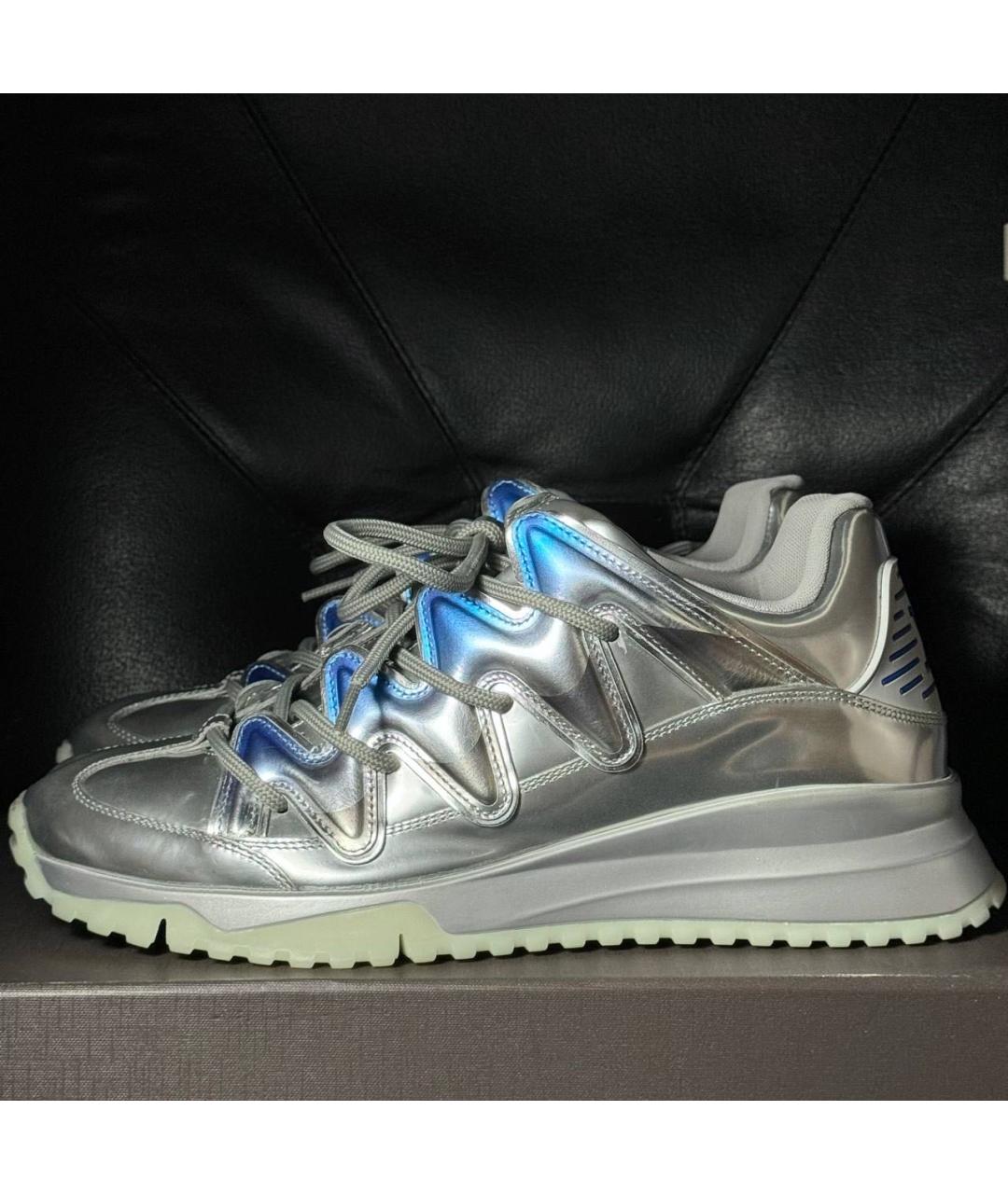 LOUIS VUITTON Серебряные текстильные низкие кроссовки / кеды, фото 3