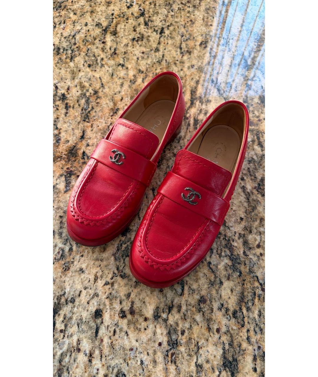 CHANEL Красные кожаные лоферы, фото 2