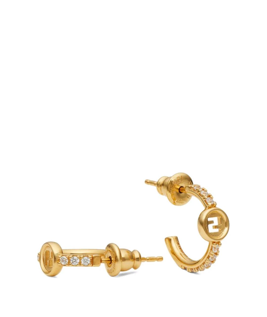 FENDI Золотые металлические серьги, фото 2