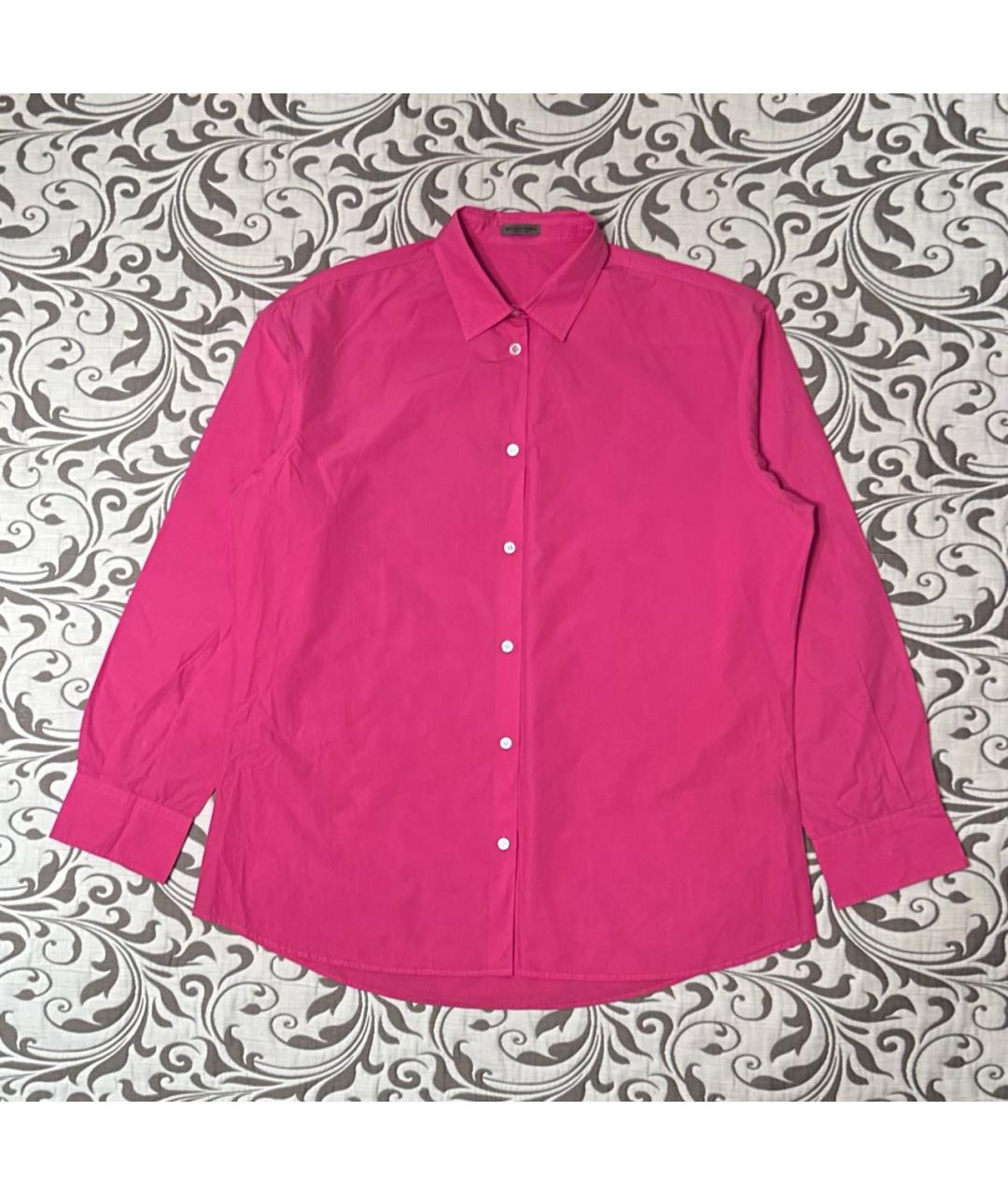BOTTEGA VENETA Розовая хлопко-шелковая классическая рубашка, фото 6