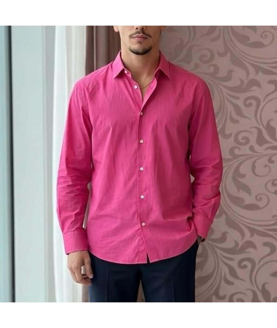 BOTTEGA VENETA Розовая хлопко-шелковая классическая рубашка, фото 2