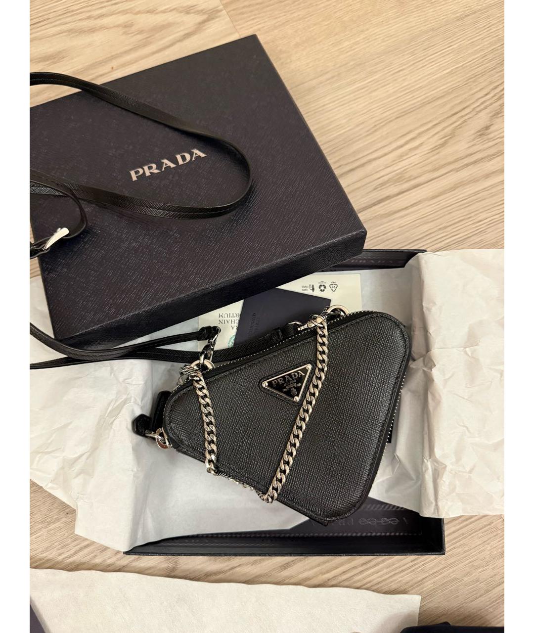 PRADA Черная кожаная сумка через плечо, фото 3