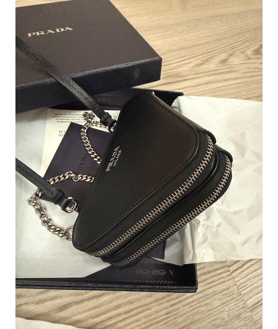 PRADA Черная кожаная сумка через плечо, фото 4