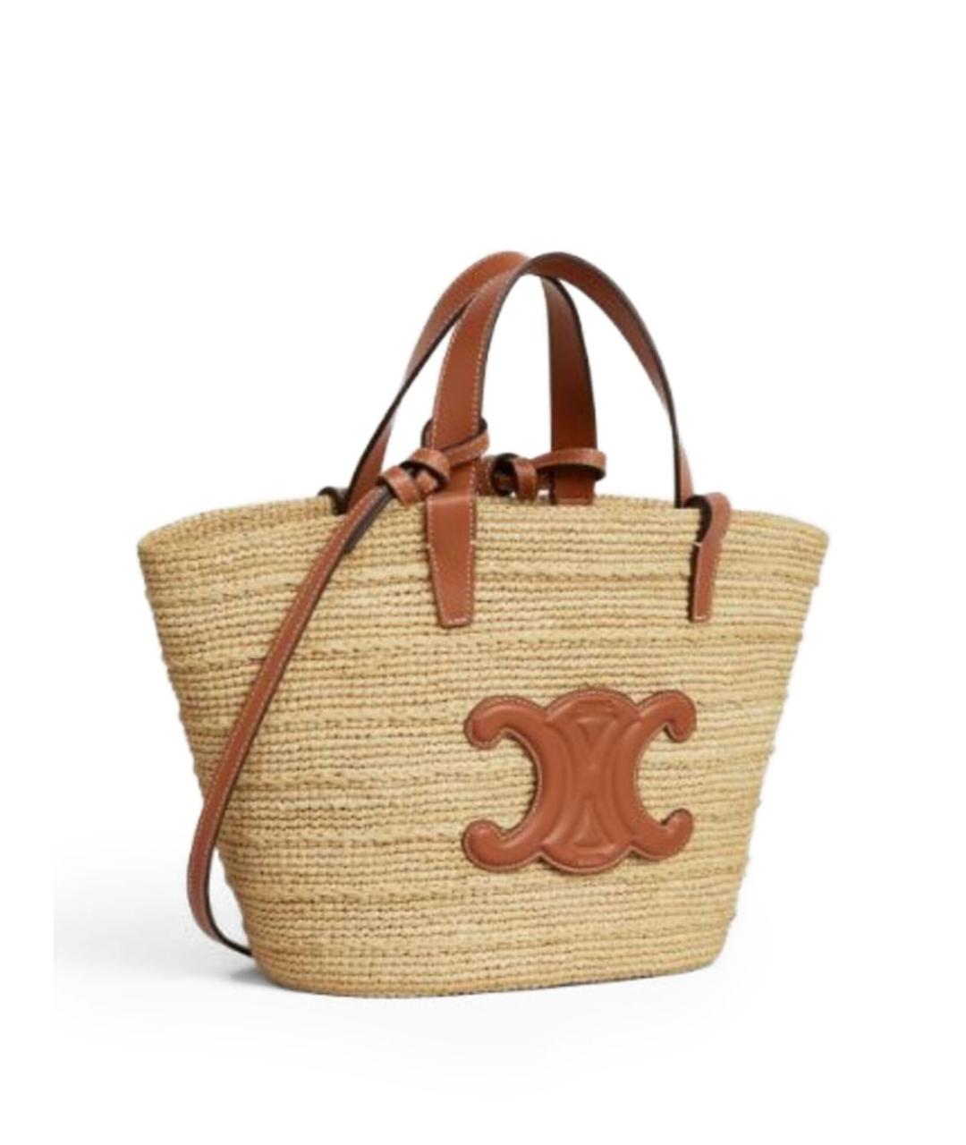 CELINE Бежевая пелетеная сумка тоут, фото 2