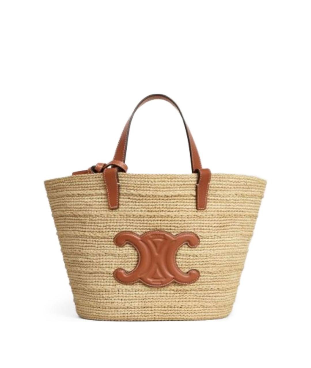 CELINE Бежевая пелетеная сумка тоут, фото 1