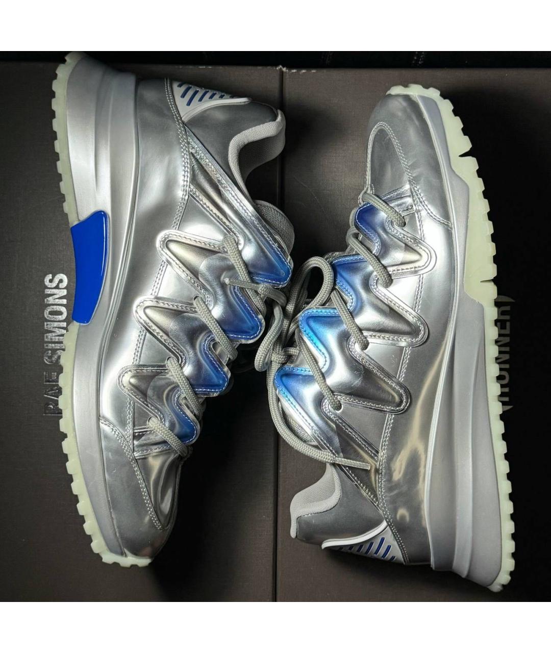 LOUIS VUITTON Серебряные кожаные кроссовки, фото 4