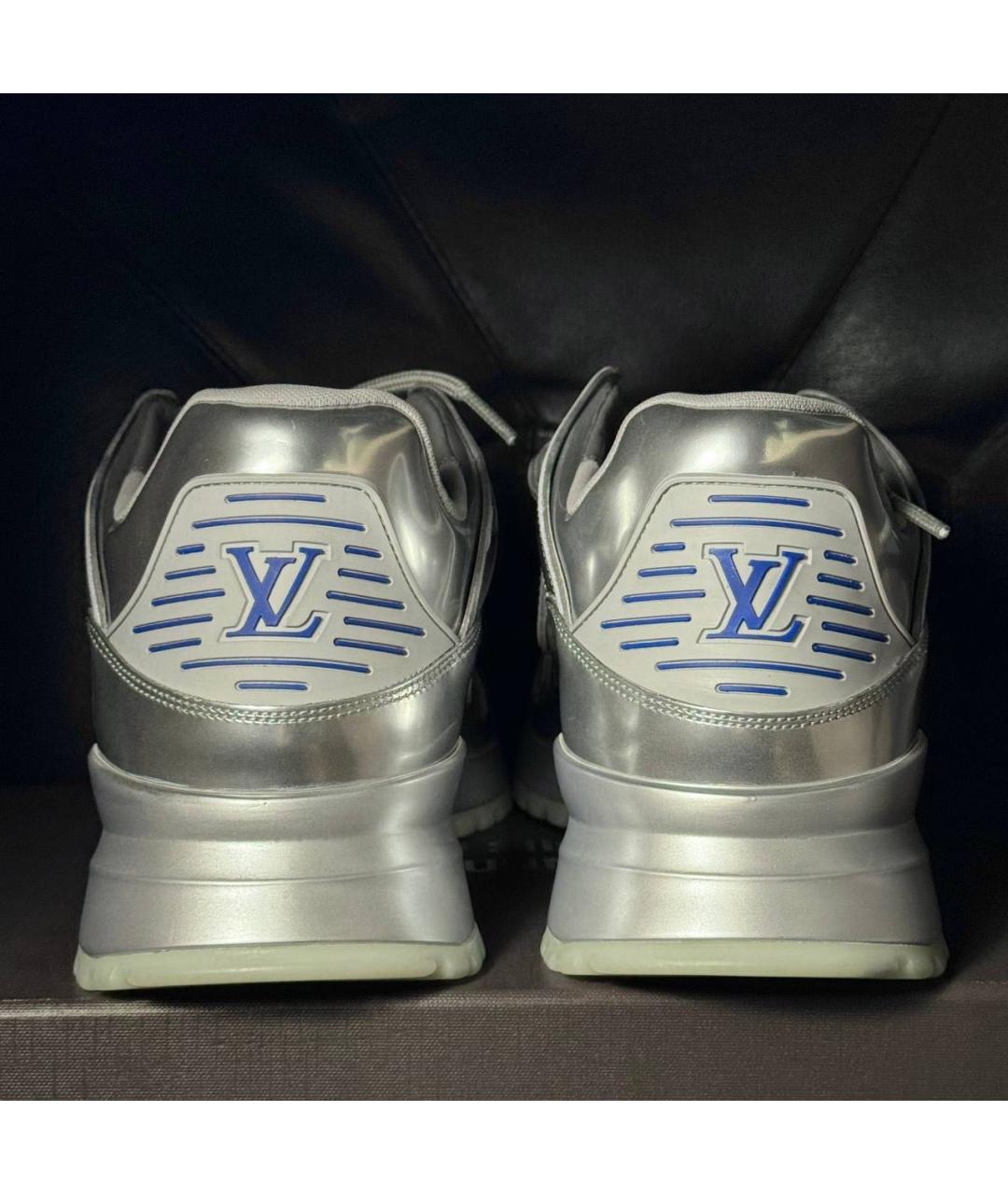 LOUIS VUITTON Серебряные кожаные кроссовки, фото 2