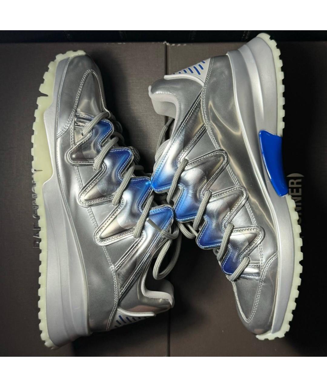 LOUIS VUITTON Серебряные кожаные кроссовки, фото 5