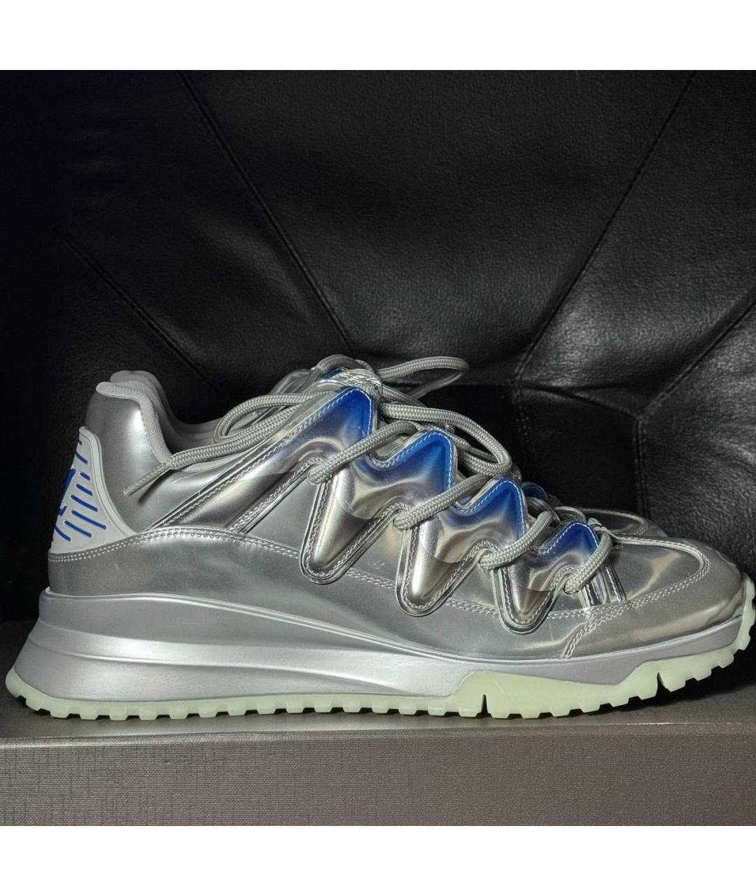 LOUIS VUITTON Серебряные кожаные кроссовки, фото 9