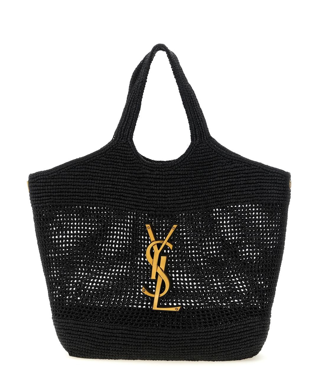 SAINT LAURENT Черная пелетеная сумка тоут, фото 1