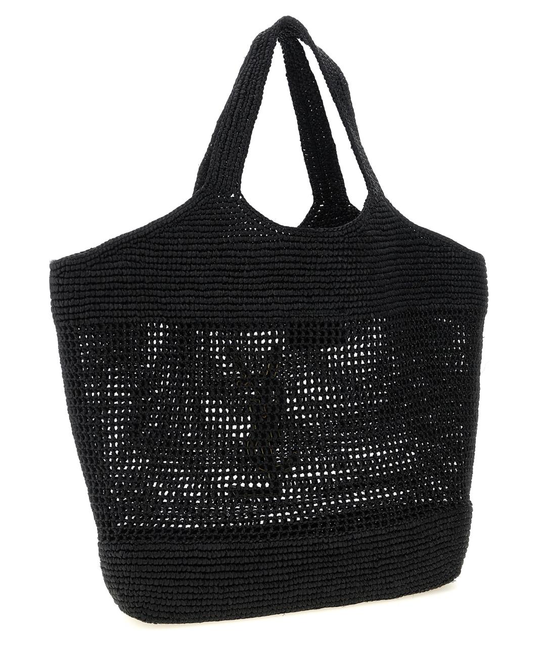 SAINT LAURENT Черная пелетеная сумка тоут, фото 2