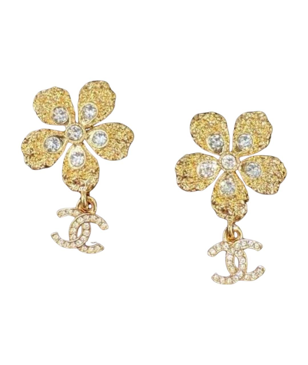 CHANEL Золотые металлические серьги, фото 1