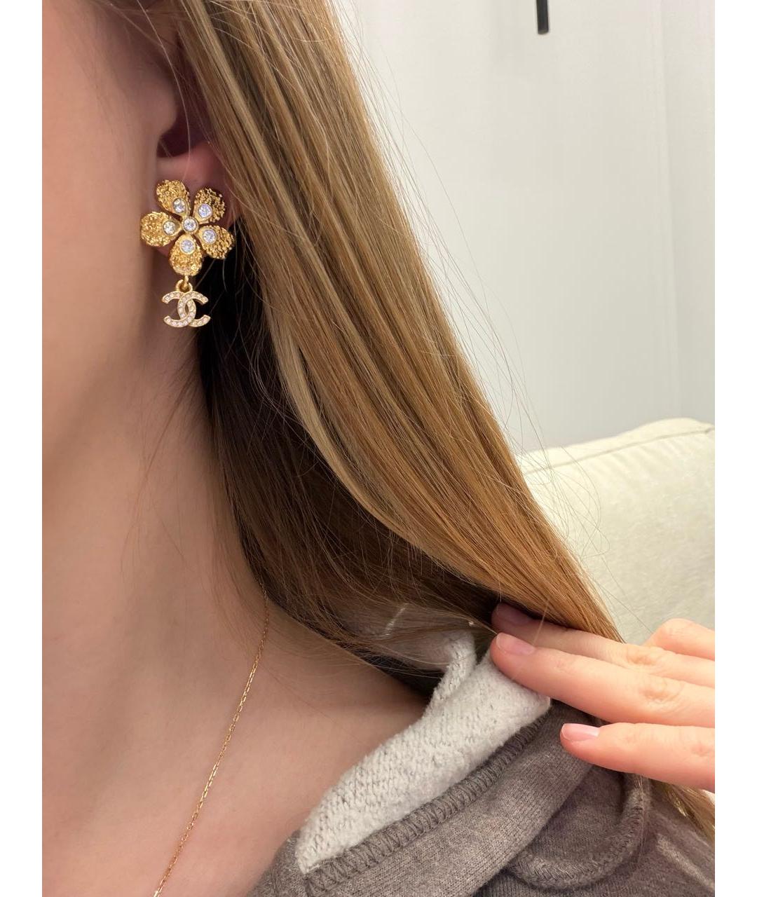 CHANEL Золотые металлические серьги, фото 4