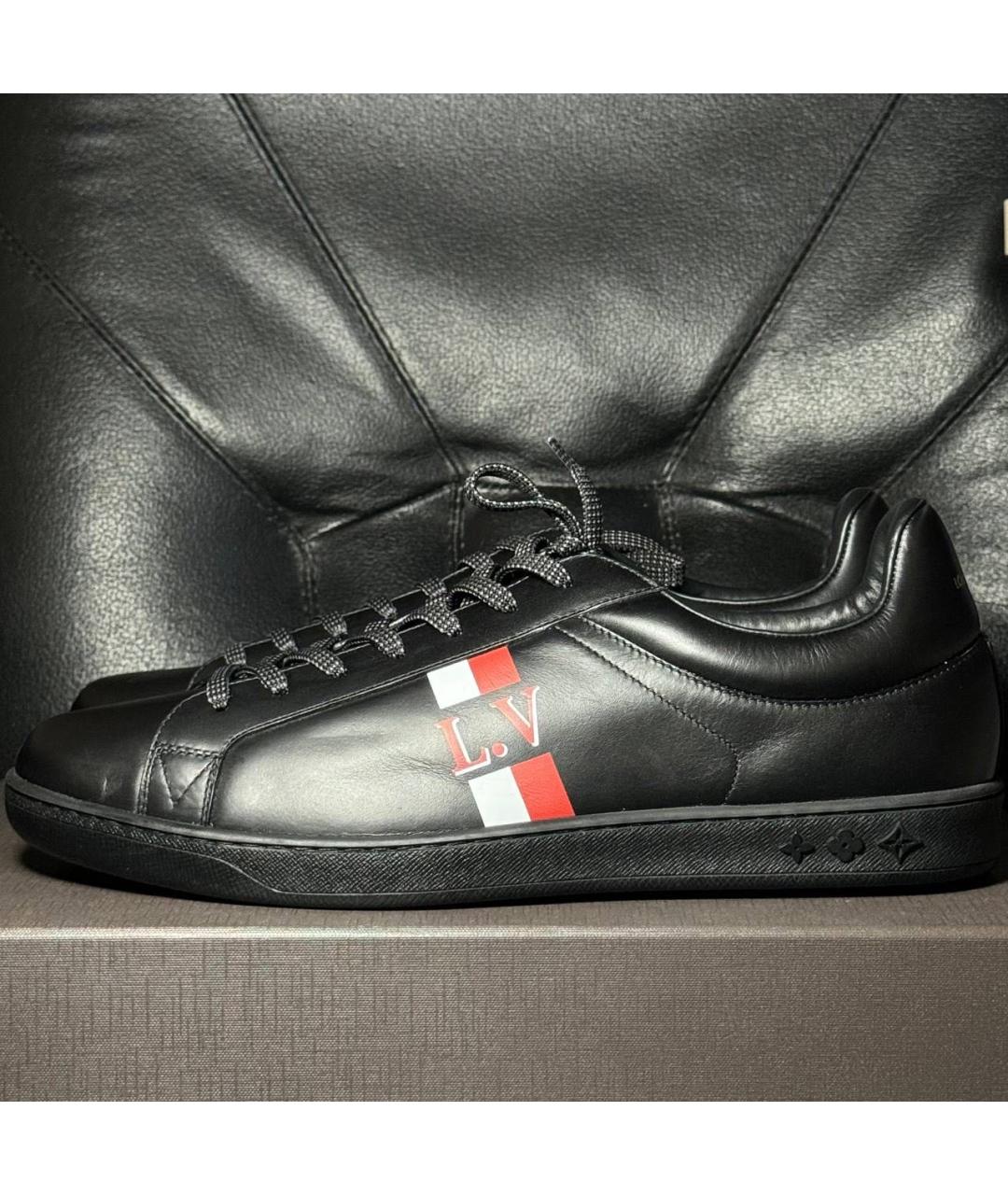 LOUIS VUITTON Черные кожаные низкие кроссовки / кеды, фото 3